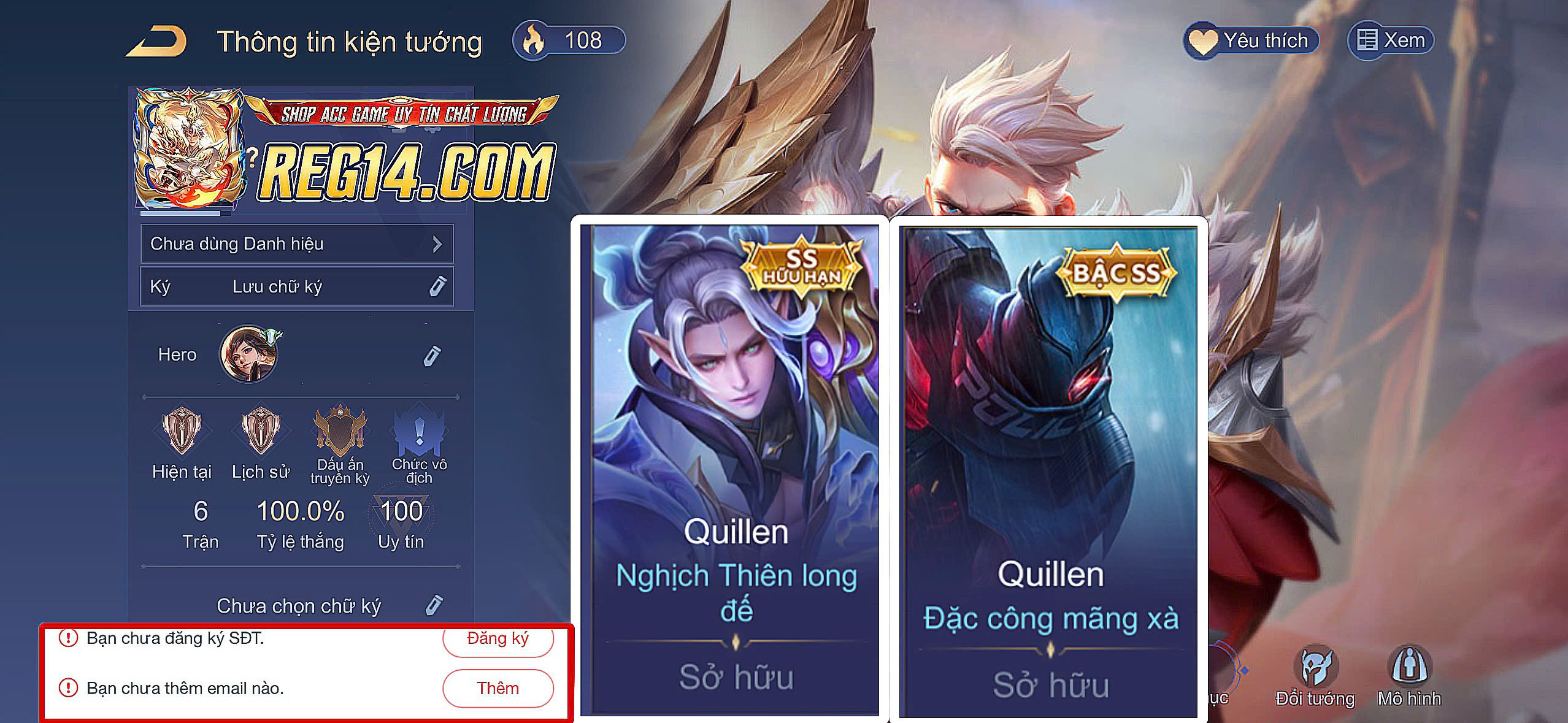 Reg Quillen Nghịch thiên long đế kẹp Quillen Đặc công mãng xà 0 mail